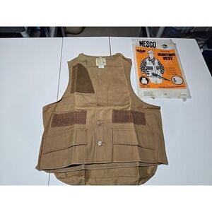 Vintage 60s Nesco Bird‎ Hunting XL Vest Attached Rubberized Game Bag FADED NOS